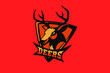 Hand drawn sport team mascot logo design. T-shirt print illustration. Deer.