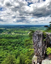 Scenic View Of Crowders Mountain State Park Against Cloudy Sky