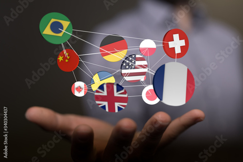 Worldwide international communication concept: cloud of colorful Lerretsbilde