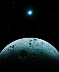 planet with craters in space