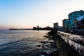 Scenic view of El Malecon, Havana, Cuba