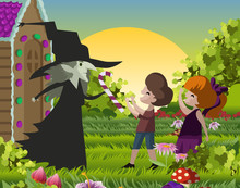 Hansel And Gretel And The Evil Witch With A Candy