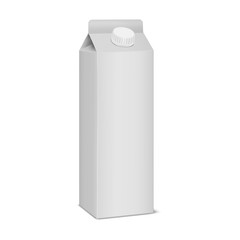 Wall Mural - White blank gable top carton package,  realistic vector mock-up. Milk box with screw cap,  mockup. Template for design