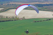 Paraglider flying at Combe Gibbet, England	