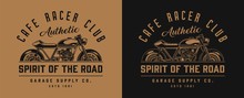 Cafe Racer Motorcycle Monochrome Label