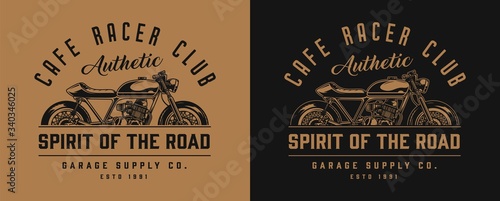 Cuadros en Lienzo Cafe racer motorcycle monochrome label