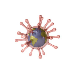 Poster - Transparent virus with globe map in it creative idea concepts isolated on white background 3D rendering