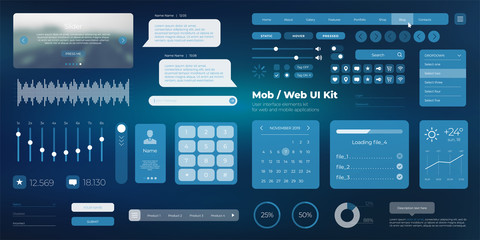 Wall Mural - vector ui kit web template different ux, gui screens and flat icons for mobile apps, responsive webs