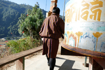 Wall Mural - Huge prayer wheel repeating mantra