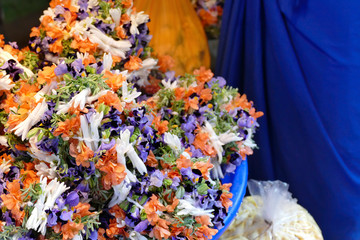 Detail of flowers in the outdoor market