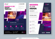© great_bergens - Purple Flyer Template Layout Design. Corporate business flyer mockup. Creative modern bright concept with purple square shapes