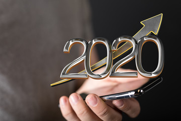 business year 2020 up goals and  success illustration