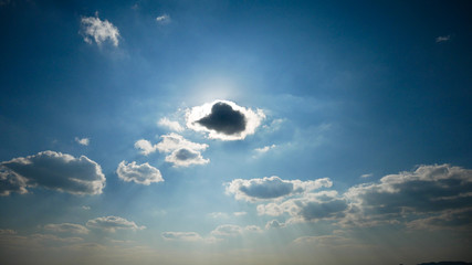 Wall Mural - cloud shading sunlight beautiful evening sunset cloudy on blue skylight.scene sunny outdoor daylight