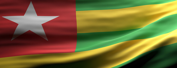 Poster - Togo national flag waving texture background. 3d illustration