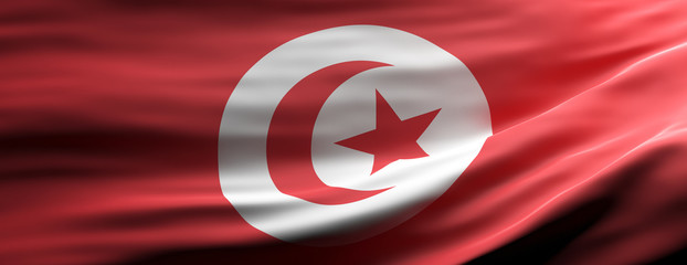 Sticker - Tunisia national flag waving texture background. 3d illustration