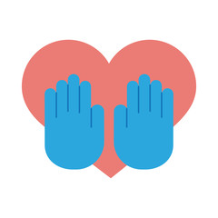 Canvas Print - hands human lifting heart solidarity flat style