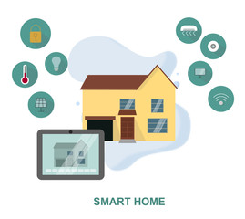 Poster - IOT concept. Illustration of smart home technology system with centralized control