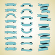 © March - Set of blue vintage ribbons. Retro ribbon banners vector collection.