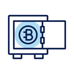 Sticker - bitecoin in safe box crypto currency line style icon