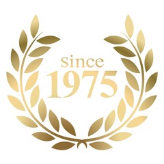 Wall Mural - Year 1975 gold laurel wreath vector isolated on a white background 