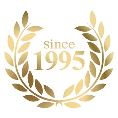 Wall Mural - Year 1995 gold laurel wreath vector isolated on a white background 