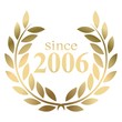 Year 2006 gold laurel wreath vector isolated on a white background 
