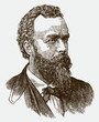 Historical portrait of Edward Sylvester Morse the famous American scientist. lllustration after an engraving from the 19th century