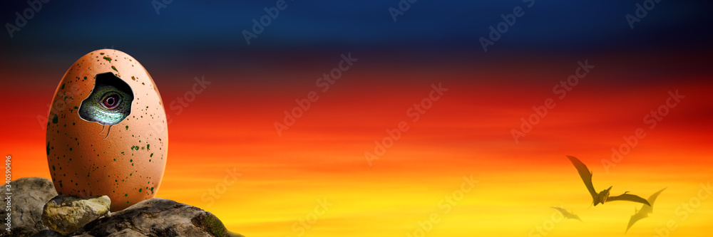 Hatching egg of prehistoric giant beast Stock Photo | Adobe Stock