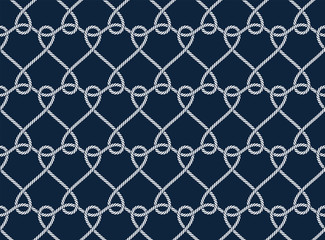 Wall Mural - Vector ropes, fishing net, seamless. Blue background.