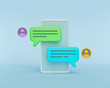 © FOTOSPLASH - chat bubbles on a smartphone. concept of social media messages, SMS, comments. minimal style. 3d rendering