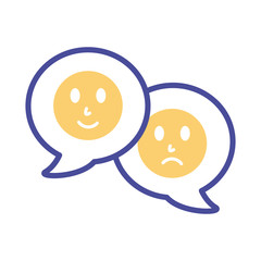 Poster - speech bubbles with emojis mental health line style