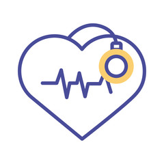 Wall Mural - heart cardio with stethoscope line style icon