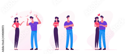 Cuadros en Lienzo Couple Characters Quarrel, Swear during Covid19 Pandemic Quarantine Self Isolation