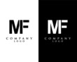 MF, FM letter logo design vector black and white color background