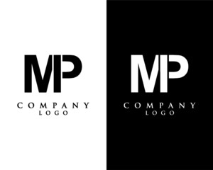 Naklejka na meble MP, PM letter logo design vector black and white color background