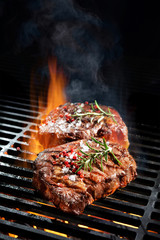 Poster - Beef steaks on the grill