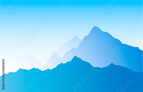 Mountain landscape blue col...