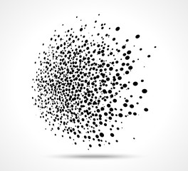 Wall Mural - abstract perspective circle blot of random dot texture. splash grunge halftone logo. vector ink spla
