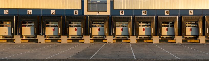 Docking stations for trucks in the logistics center