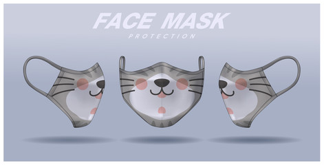 face mask design template, dust protection & breathing medical respiratory.