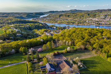 Canvas Print - Aerial view of the Rhine Valley and Remagen  countryside  Germany