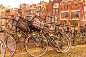 Poster - Amsterdam canal and bicycles