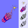Dynamite. Exploding Bomb. Attack icon or symbol for logo. Tnt. Game concept art. Concept art illustration.