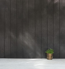 Poster - rustic interior with white wood floor and black wood wall