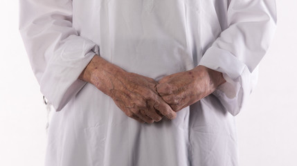 hands of an old arab man