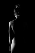 Nude woman silhouette black and white