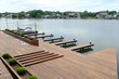 High angle shot of a beautiful dock on lake LBJ in Horseshoe Bay, Texas, USA