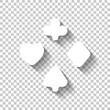 © fokas.pokas - Playing card suits, poker club. White icon with shadow on transparent background
