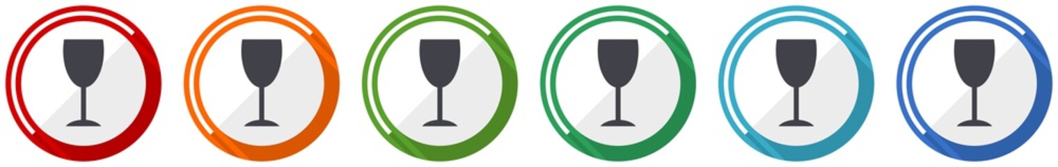 Fototapete - Alcohol icon set, flat design vector illustration in 6 colors options for webdesign and mobile applications