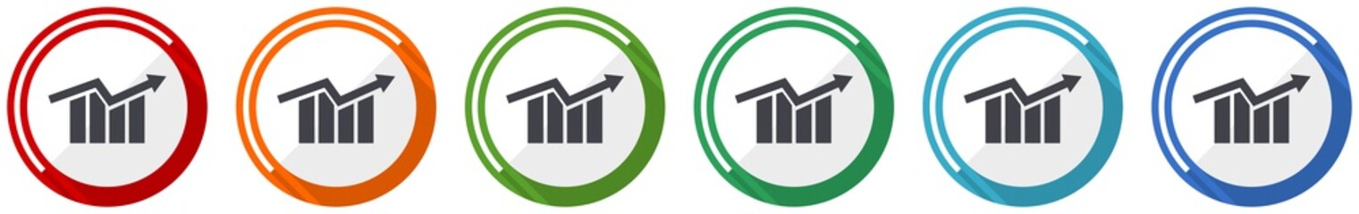 Fototapete - Graph icon set, arrow, growth, business flat design vector illustration in 6 colors options for webdesign and mobile applications